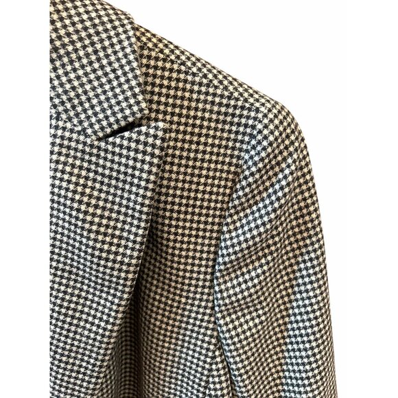 Talbots Plus Sz Black White Wool Houndstooth Blazer Single Button Preppy Classic - Picture 4 of 7
